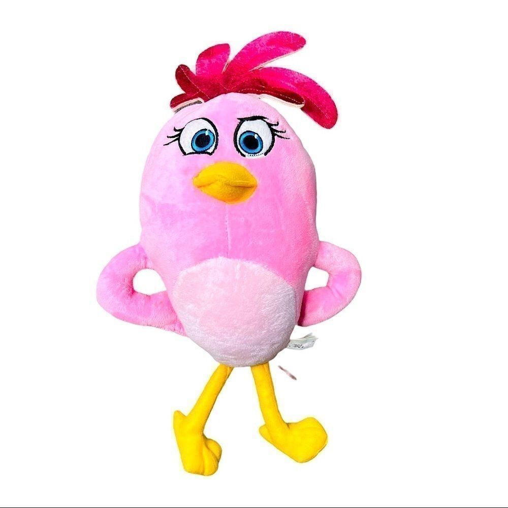 Charming Pink Bird Plush with Yellow Feet